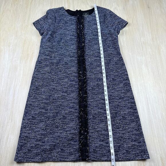 Adrianna Papell Navy Tweed Knit Short Sleeve Elegant Office Chic Shift Dress 10 - Picture 11 of 13